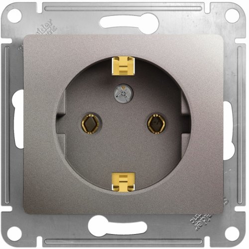 Розетка с заземлением без рамки Systeme Electric Glossa 1-м. платина картинка